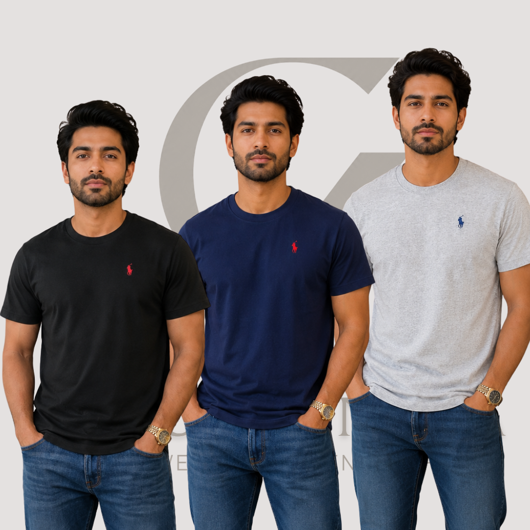 Premium Crew Neck T-Shirt – 3 Piece Combo Pack