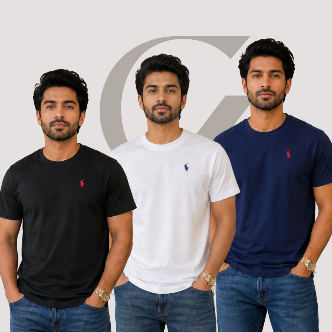 Premium Crew Neck T-Shirt – 3 Piece Combo Pack